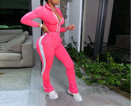 Crop Top Jogger 2pc Pink