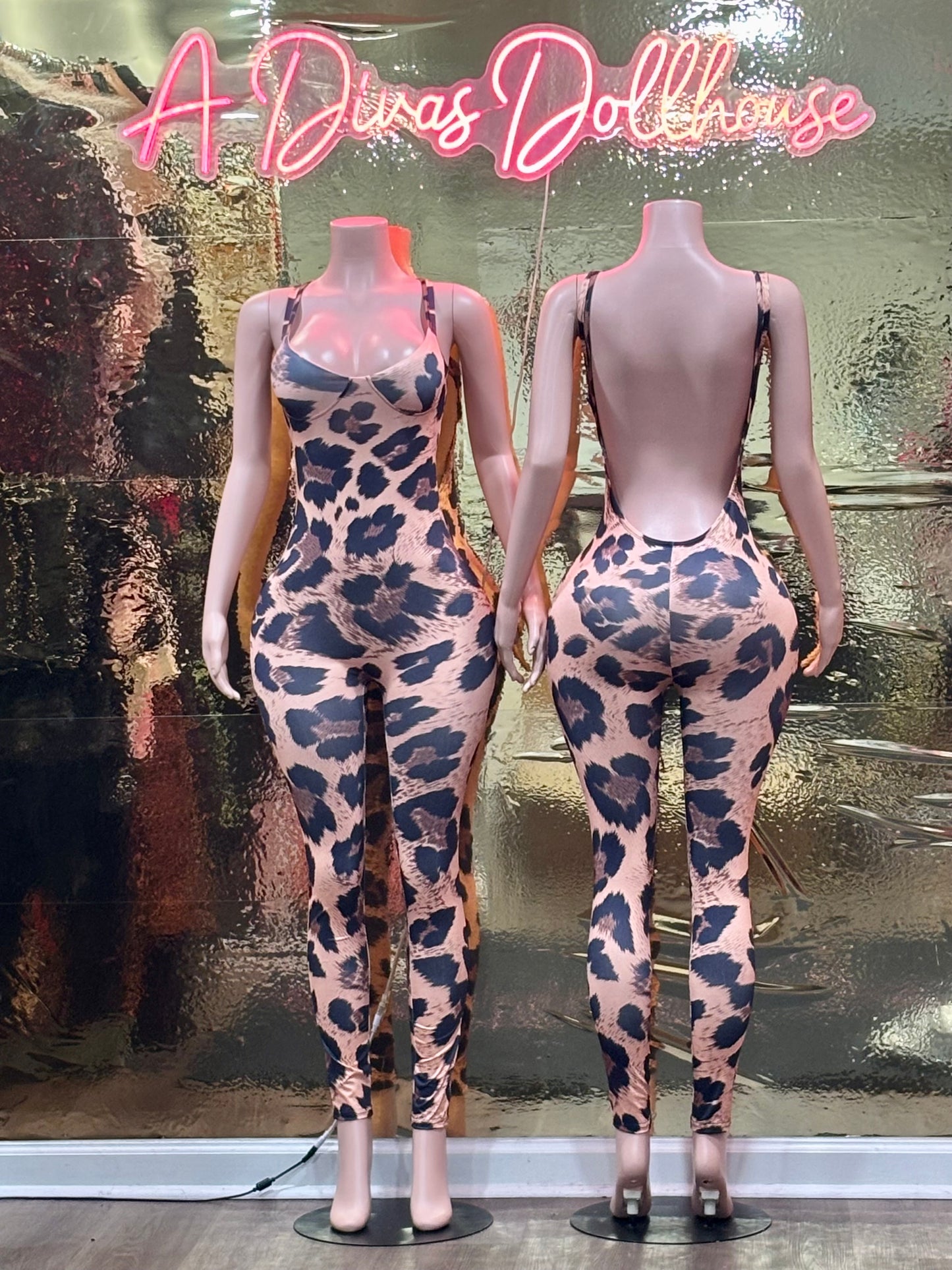 Backless Leopard Jumpsuit
