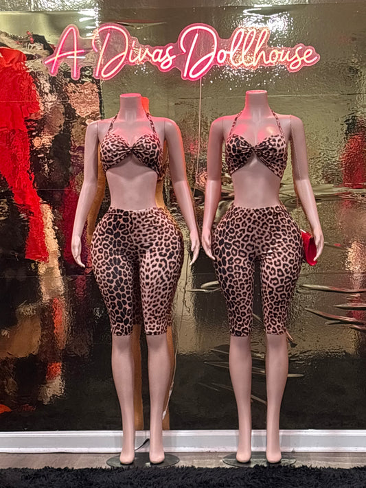 Leopard 2pc Capri Set