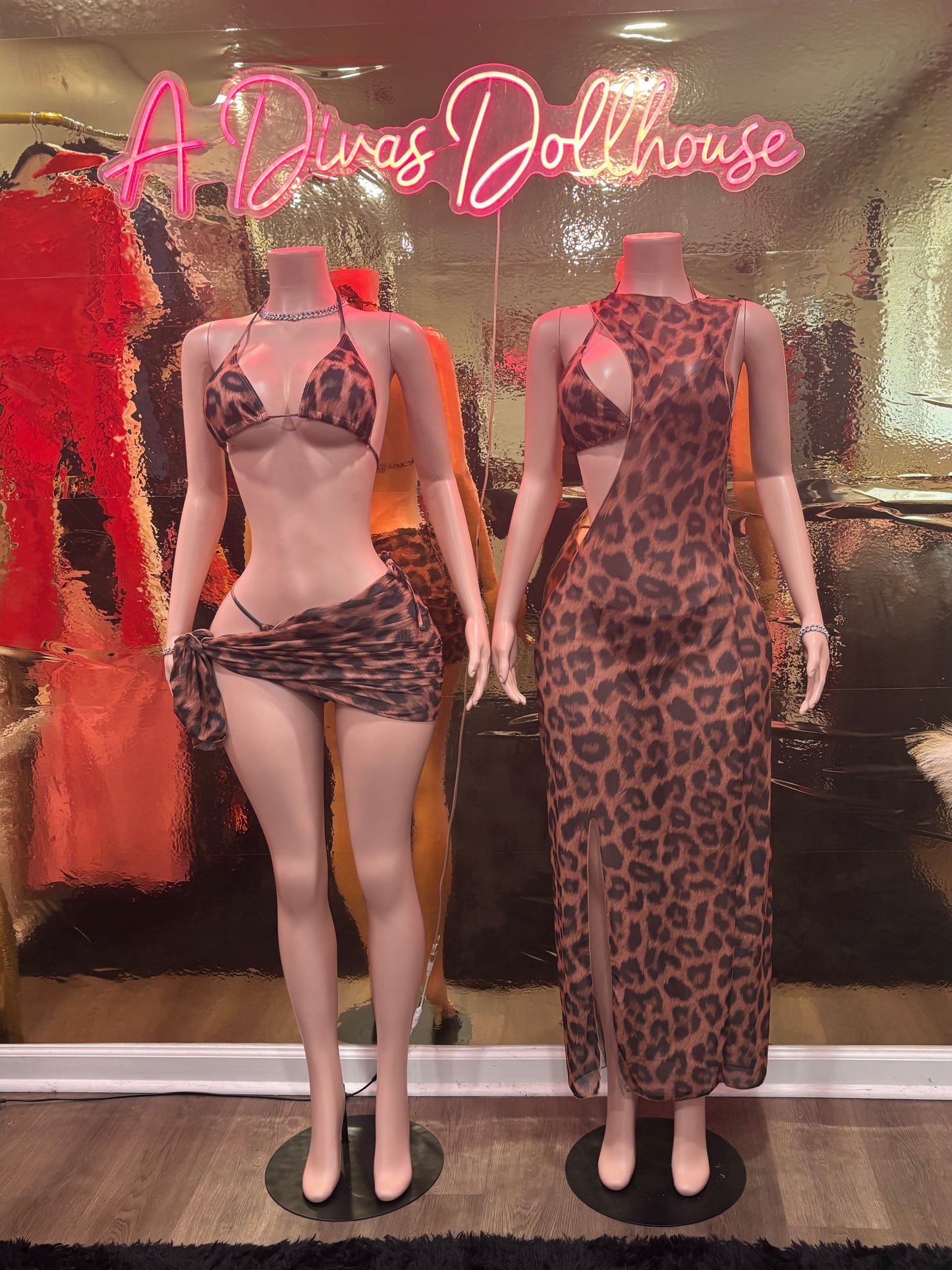 Leopard 3pc Dress Swimsuit