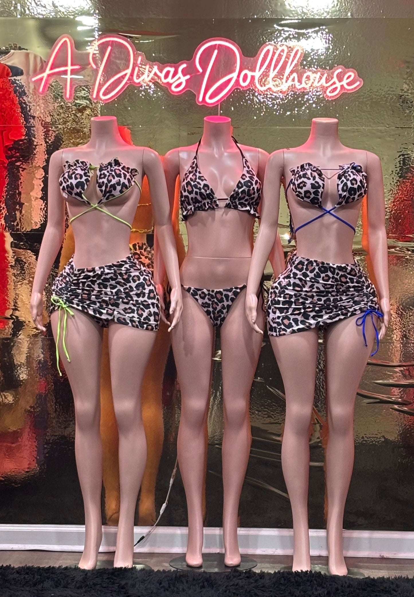 Leopard Swimsuits 3pc skirt