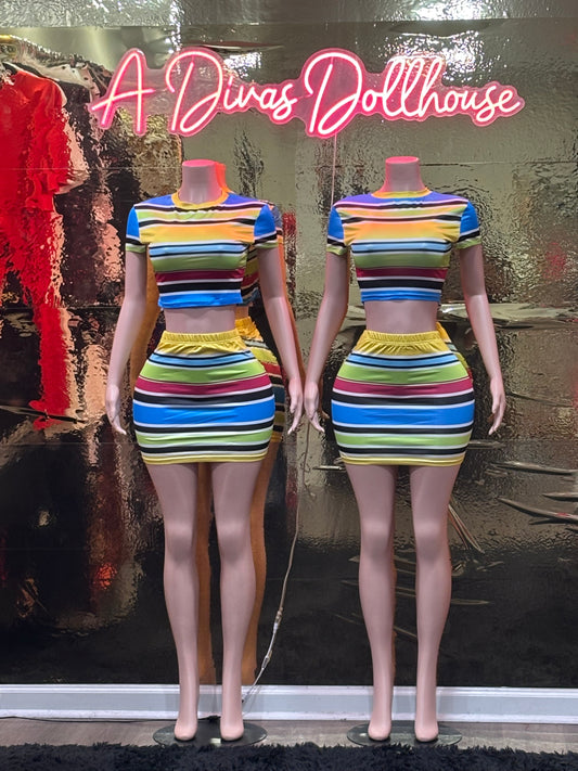 Striped 2pc Skirt Set