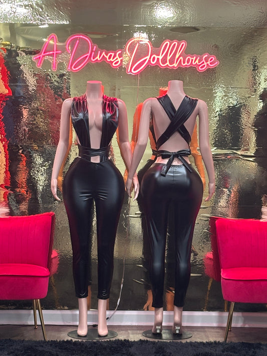 Faux Leather Jumpsuit