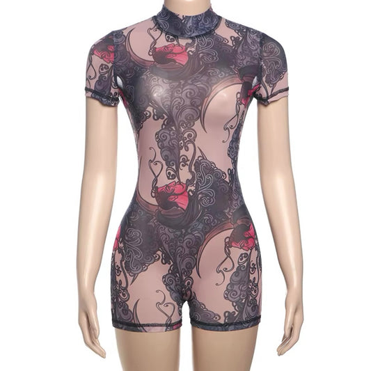 Sexy Mesh Jumpsuit Purple
