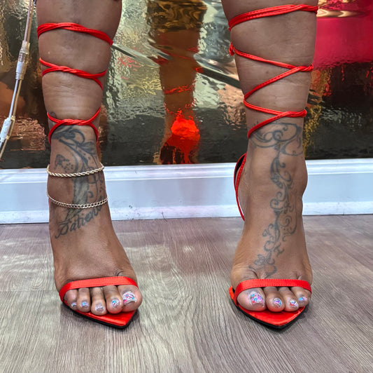 Pointed Toe Tie Me Up Heels