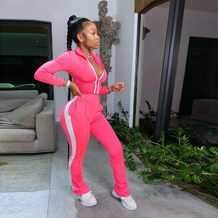 Crop Top Jogger 2pc Pink