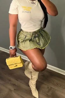 Yellow Denim Skirt