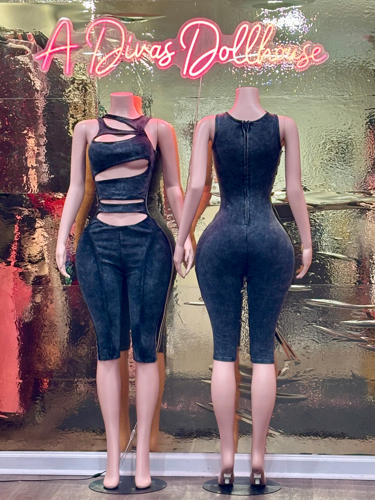 Stonewash Capri Romper